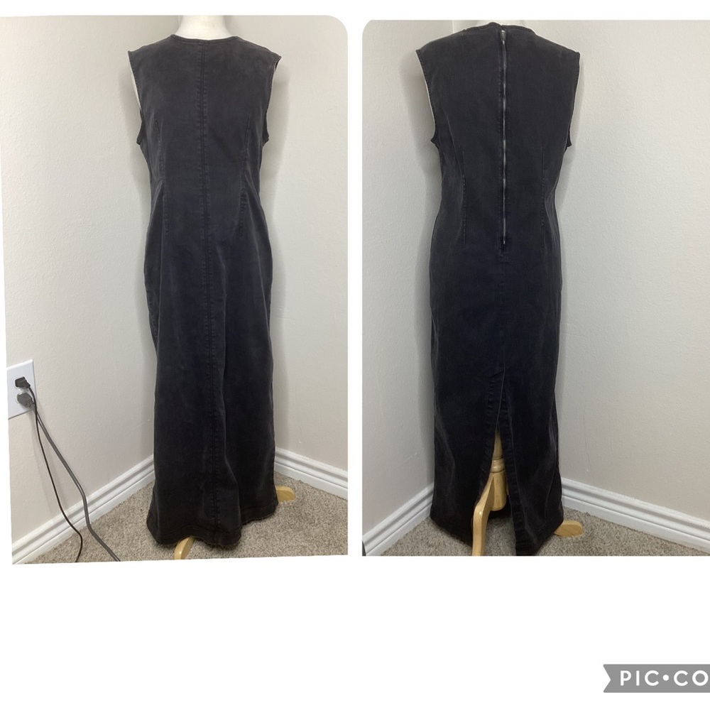 Reformation Kendi Denim Midi Dress Washed Black Sz 12 - Picture 6 of 10